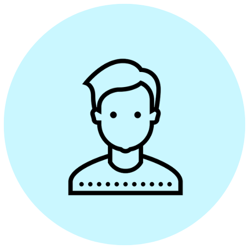 Minimalist avatar icon symbolising personalised, tailored training for people with low vision and brain‑based vision impairment.